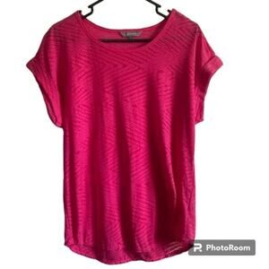 Daisy Fuentes Scoop Neck Burnout Top Pink Size Medium